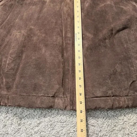 VTG Columbia Mens Suede Leather Barn Chore Jacket Sherpa Lined XXL Brown Zip - Picture 11 of 13